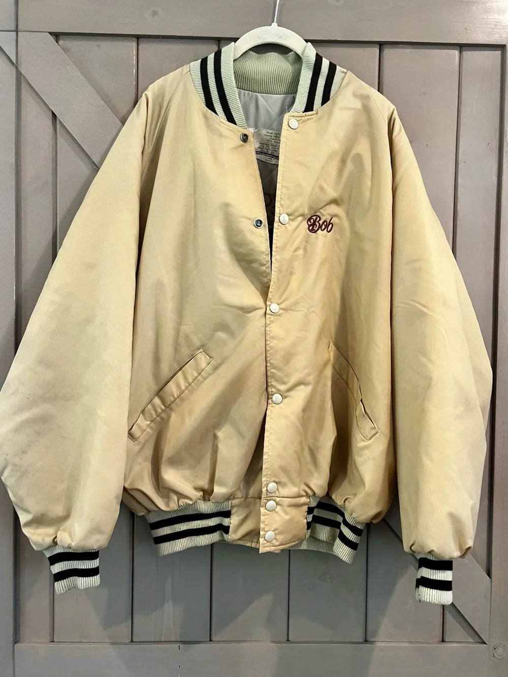 Vintage Red Wing Wildlife League Embroidered Bomber Jacket - Cream
